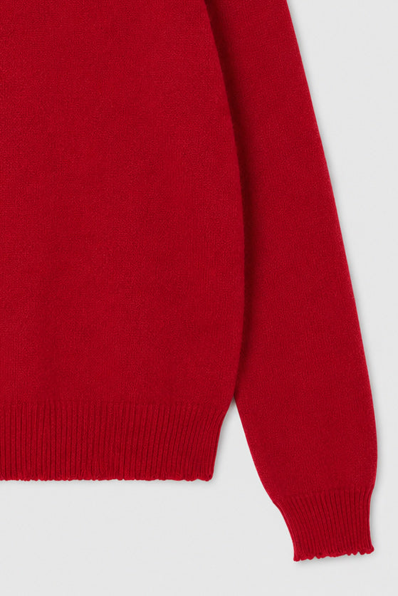 Distressed Crew Cashmere - Red