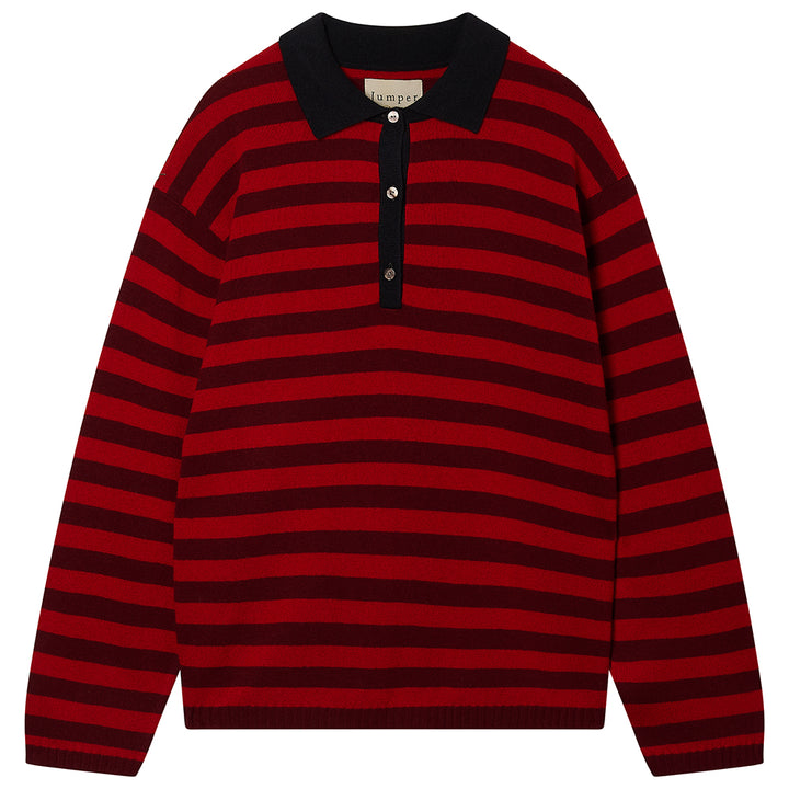 Rugby Shirt - Navy/Burgundy/Poppy