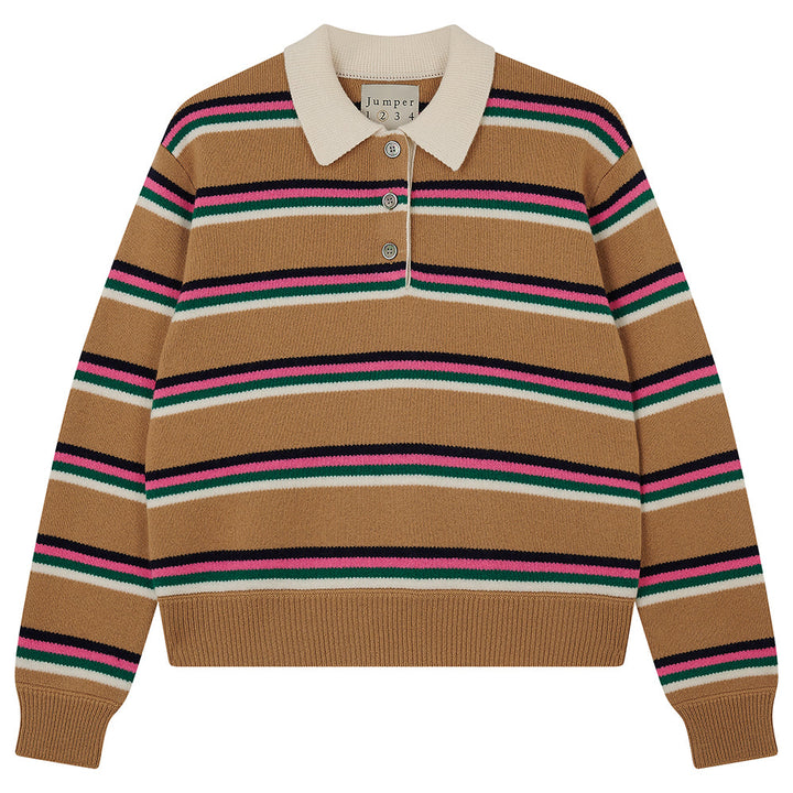 Tipping Stripe Rugby Shirt Cashmere - Earth Yellow/Multi