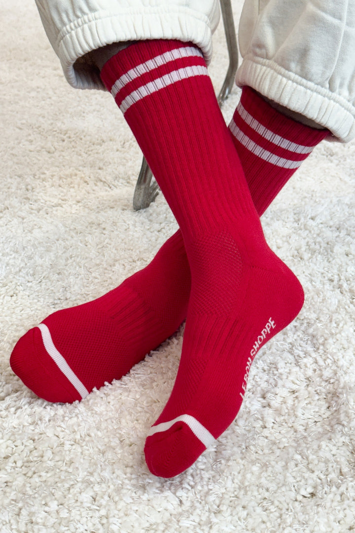 Extended Boyfriend Socks - Red