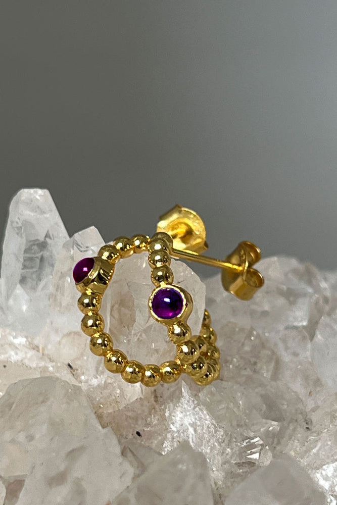 Small Creole Amethyst Earrings