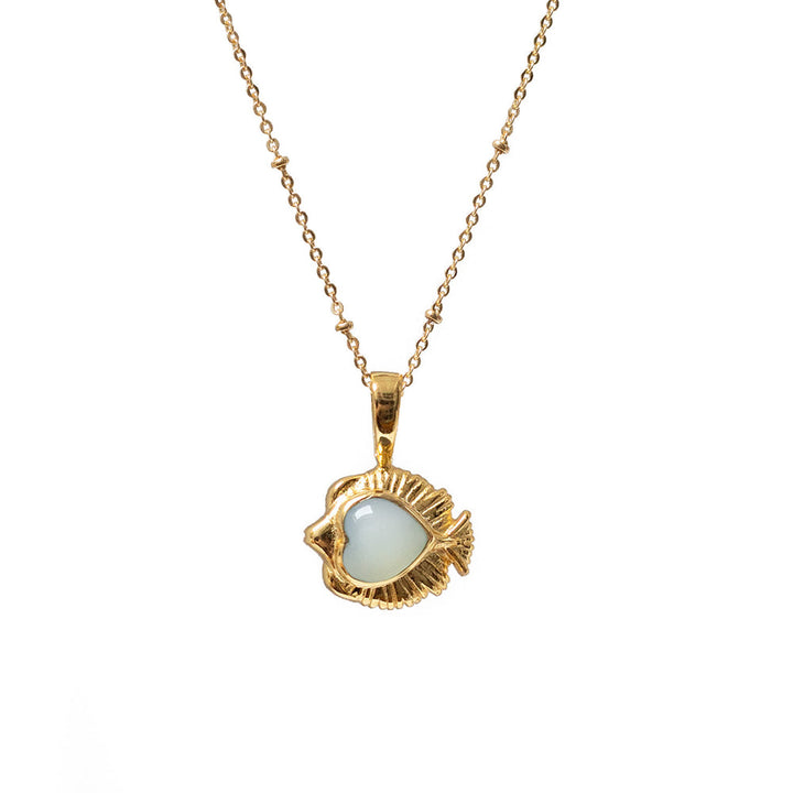 Angel Fish Aqua Chalcedony Charm Necklace