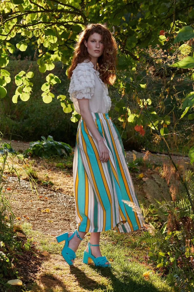 Hibiscus Platform Velvet Sandal - Turquoise - Frontiers Woman