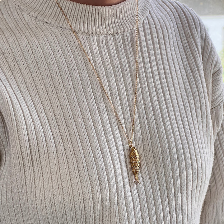 Articulated Fish Charm Necklace
