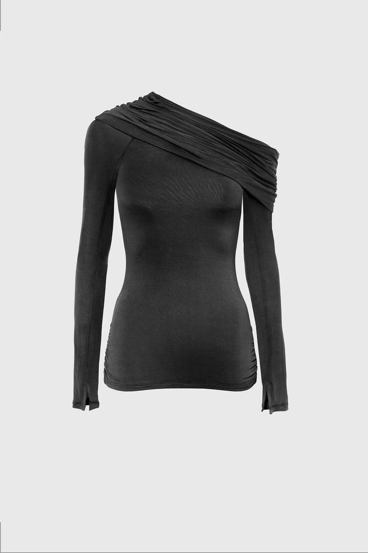Kylie Cold Shoulder Top - Graphite