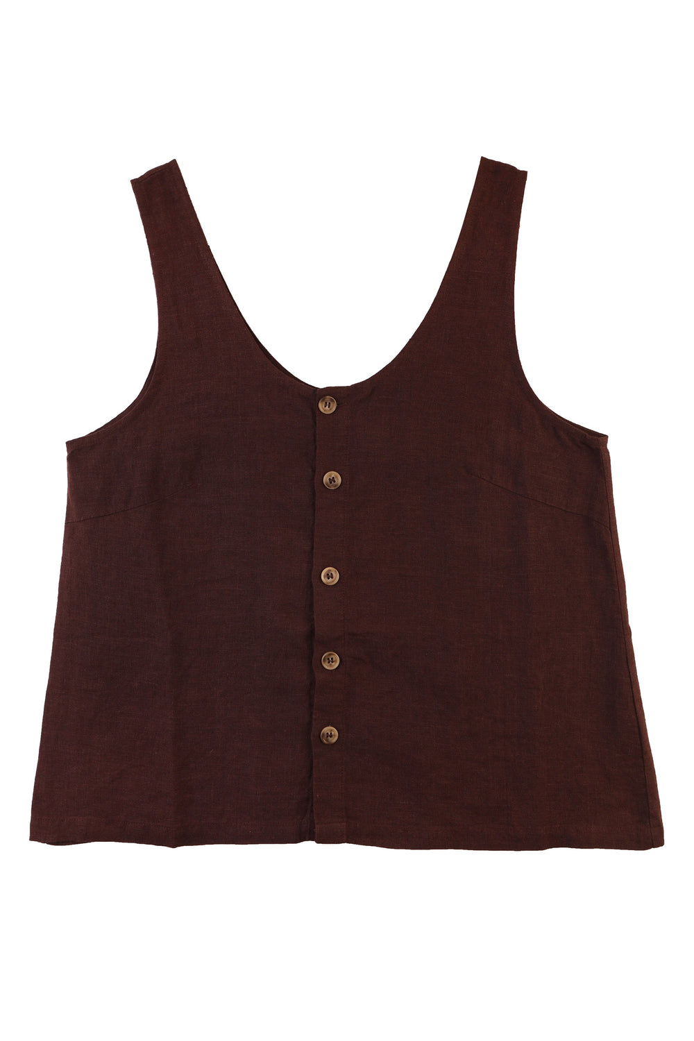 Button Front Tank - Chocolate