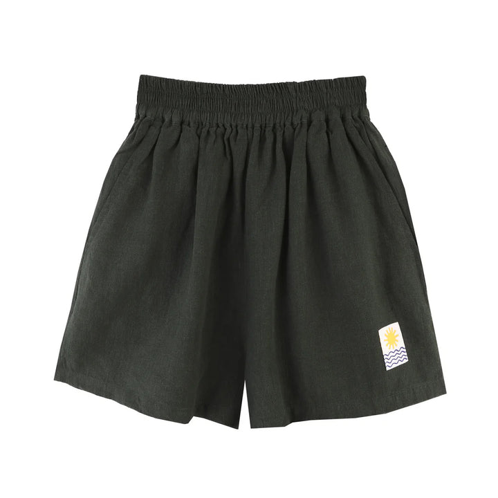 Basic Linen Shorts - Forest Green