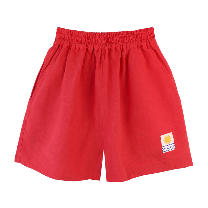 Basic Linen Shorts - Vermillion