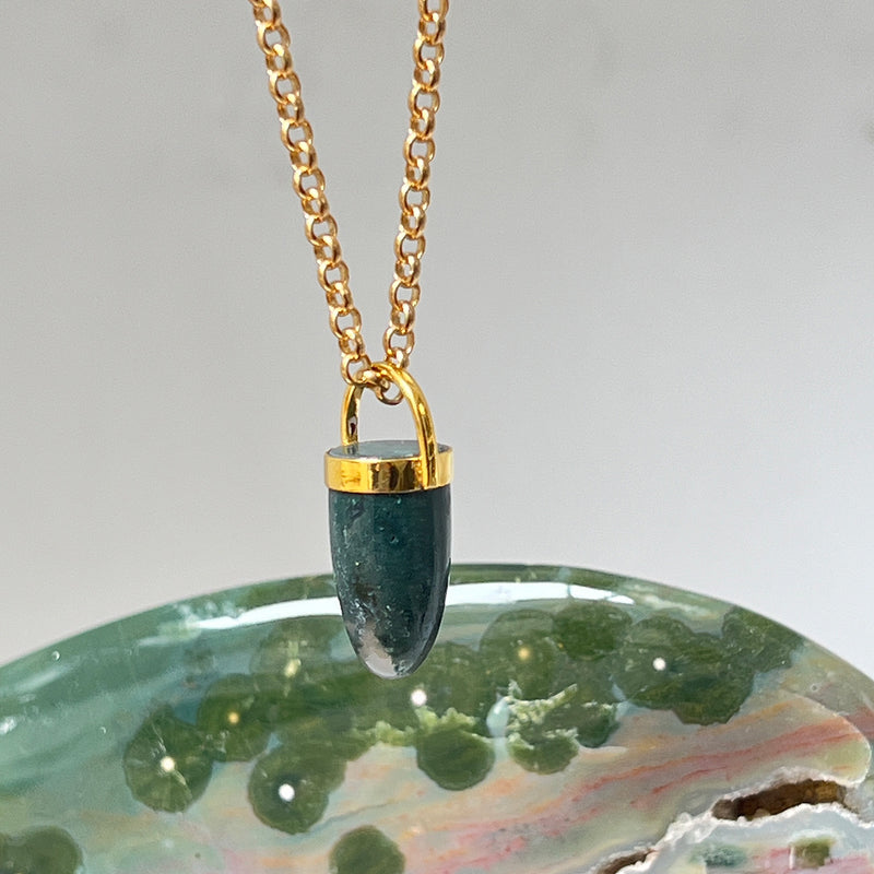 Pendulum Moss Agate Pendant Necklace