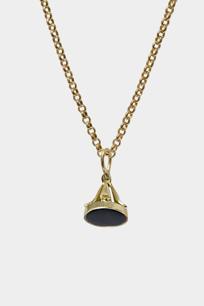 Art Deco Stamp Pendant Necklace With Black Onyx