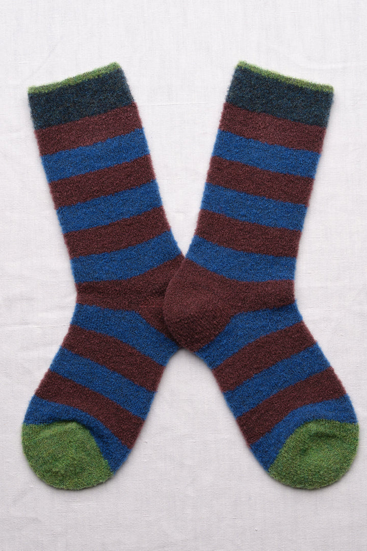 Stripe Wool Socks - Blue/Wine