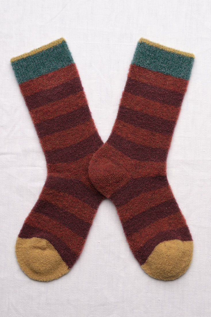 Stripe Wool Socks - Burgundy/Rust