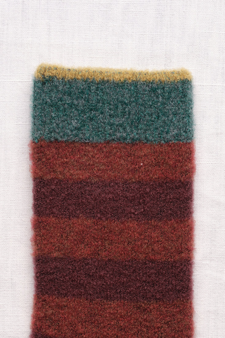 Stripe Wool Socks - Burgundy/Rust