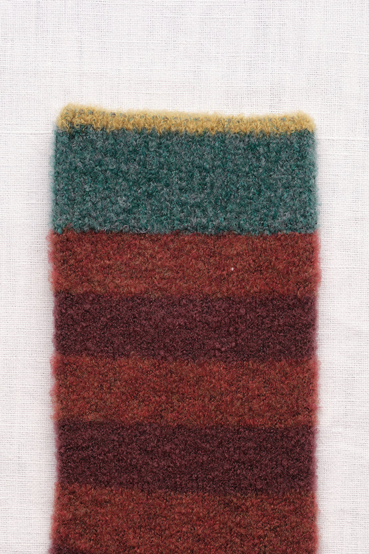 Stripe Wool Socks - Burgundy/Rust