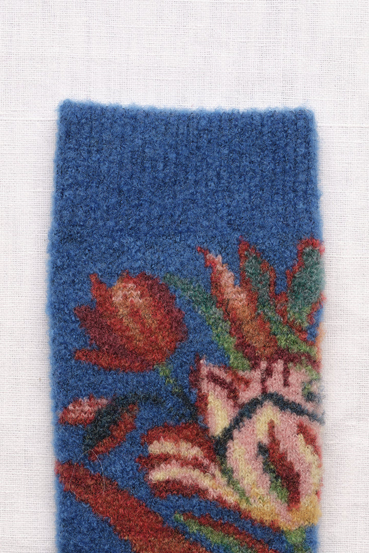 Flower Wool Socks - Blue/Porto