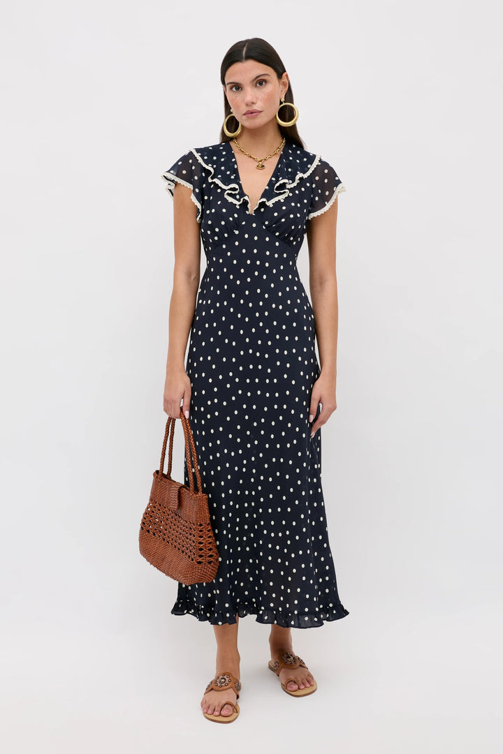 Bethea Midi Dress - Layla Dot Navy