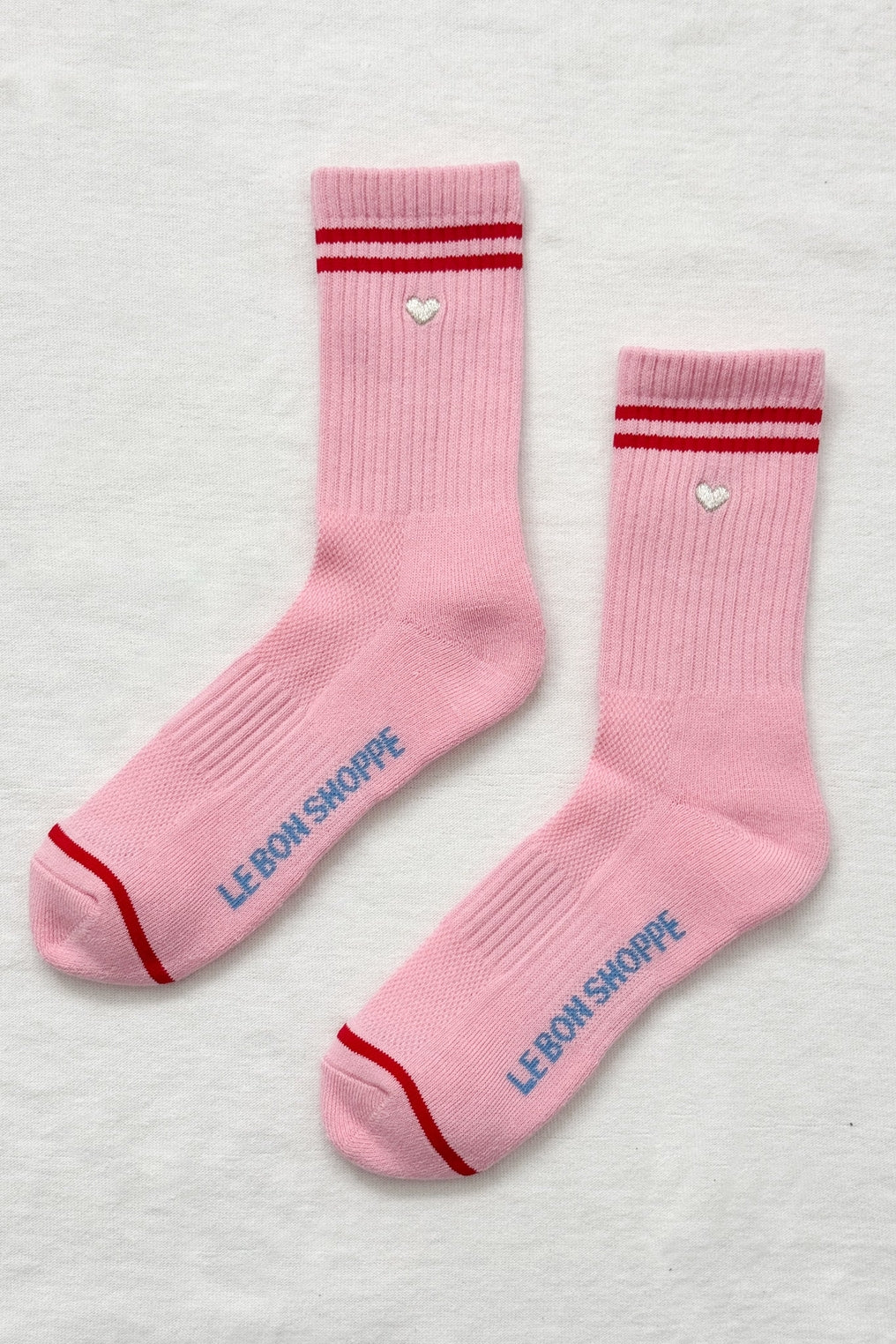 Embroidered Boyfriend Socks - Amour Pink & Heart - Frontiers Woman