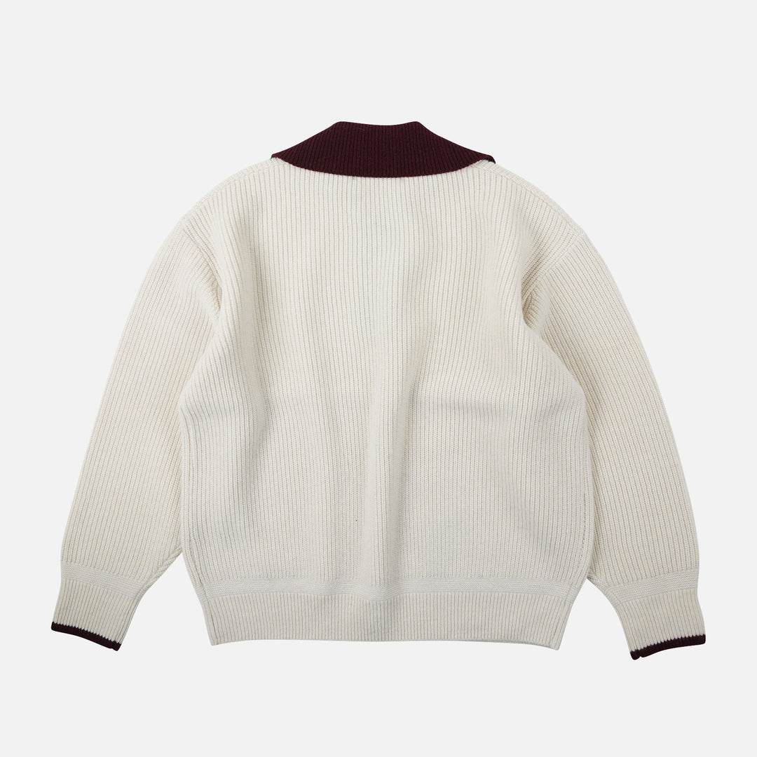 Contrast Collar Half Zip - Cream