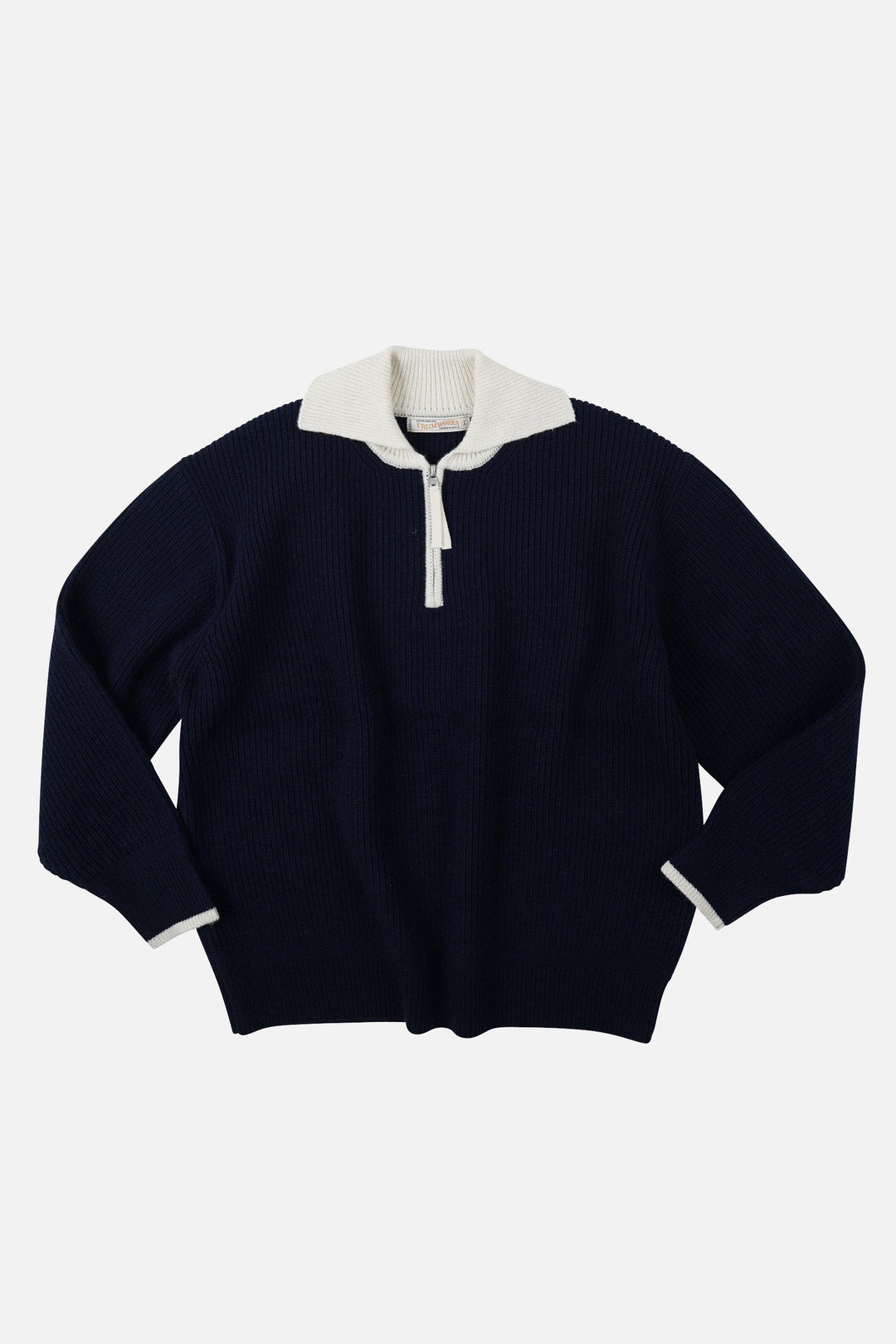 Contrast Collar Half Zip - Navy