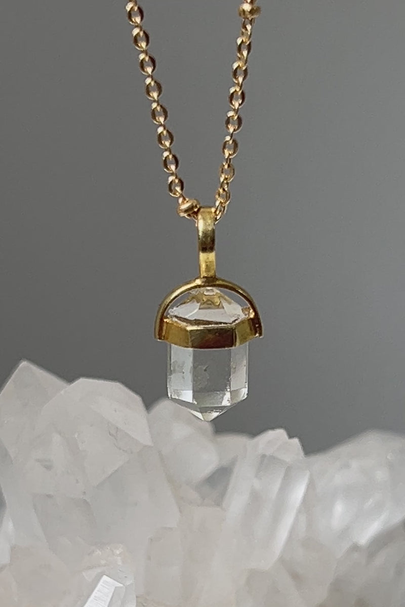 Mini Double Point Rock Crystal Pendant Necklace - Frontiers Woman