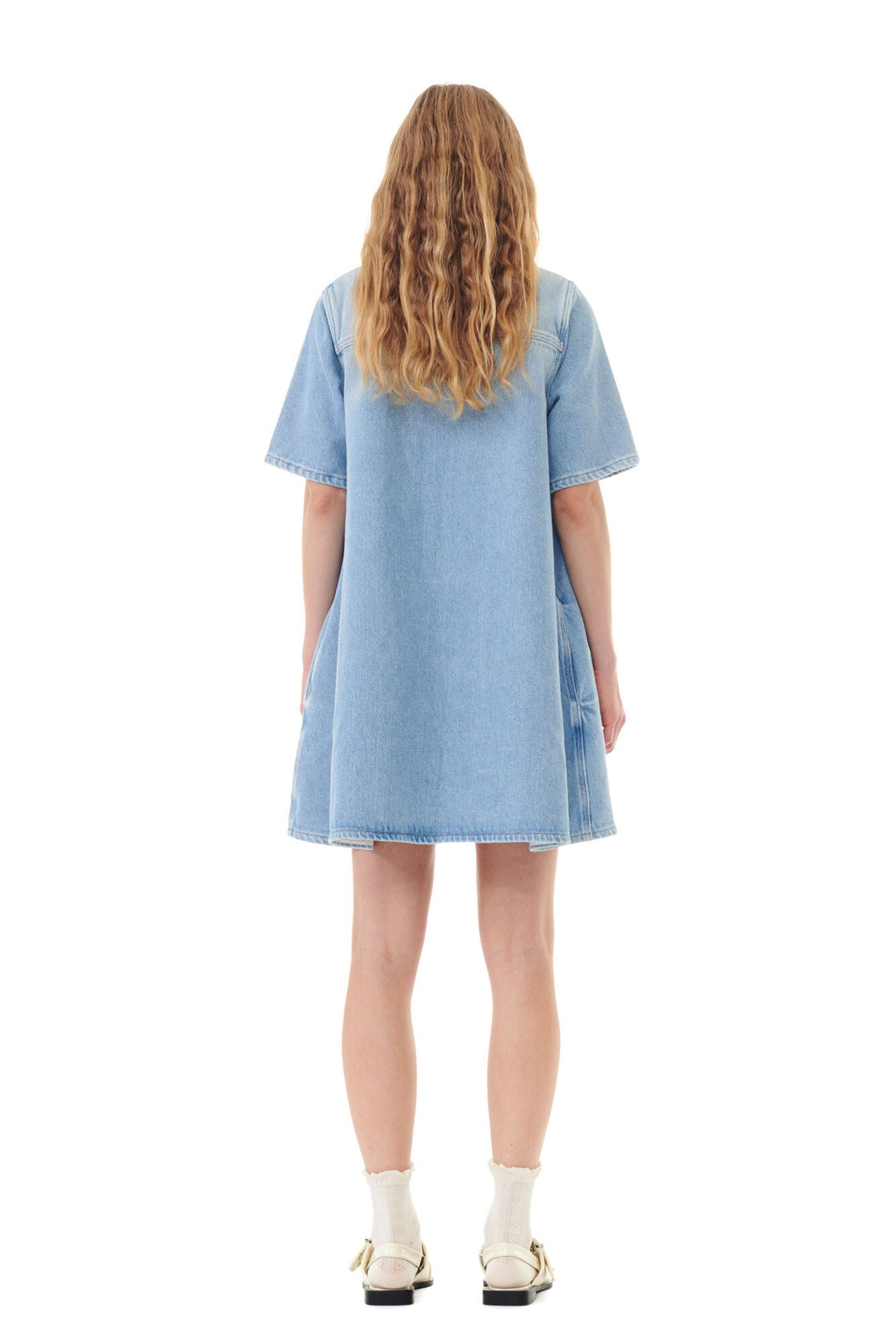 Blue Heavy Denim Midi Dress- Tint Wash