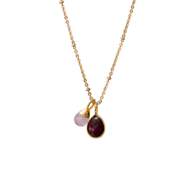 Julia Garnet with Pink Chalcedony Briolette Necklace