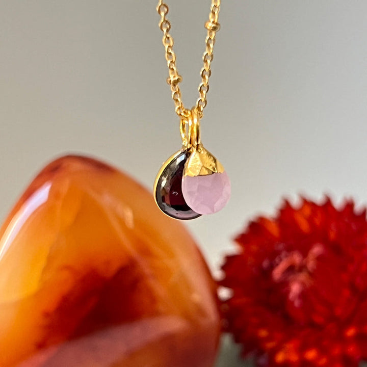 Julia Garnet with Pink Chalcedony Briolette Necklace