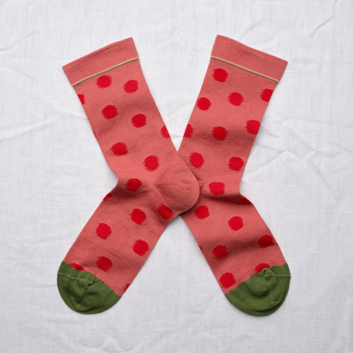 Polka Dot Socks - Faded Red