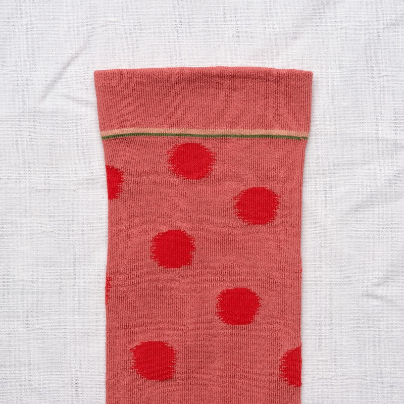 Polka Dot Socks - Faded Red