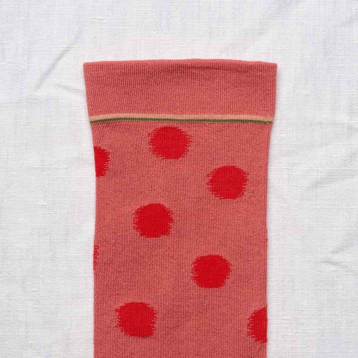 Polka Dot Socks - Faded Red