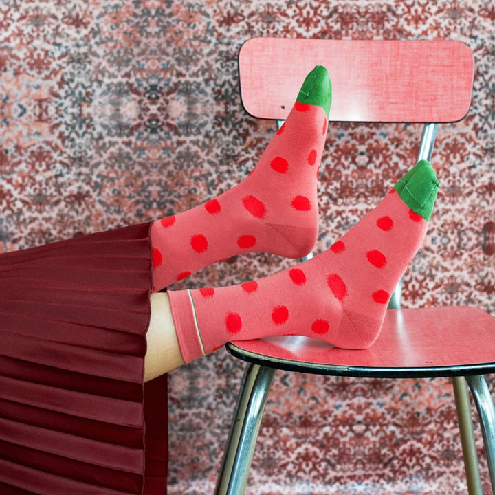 Polka Dot Socks - Faded Red