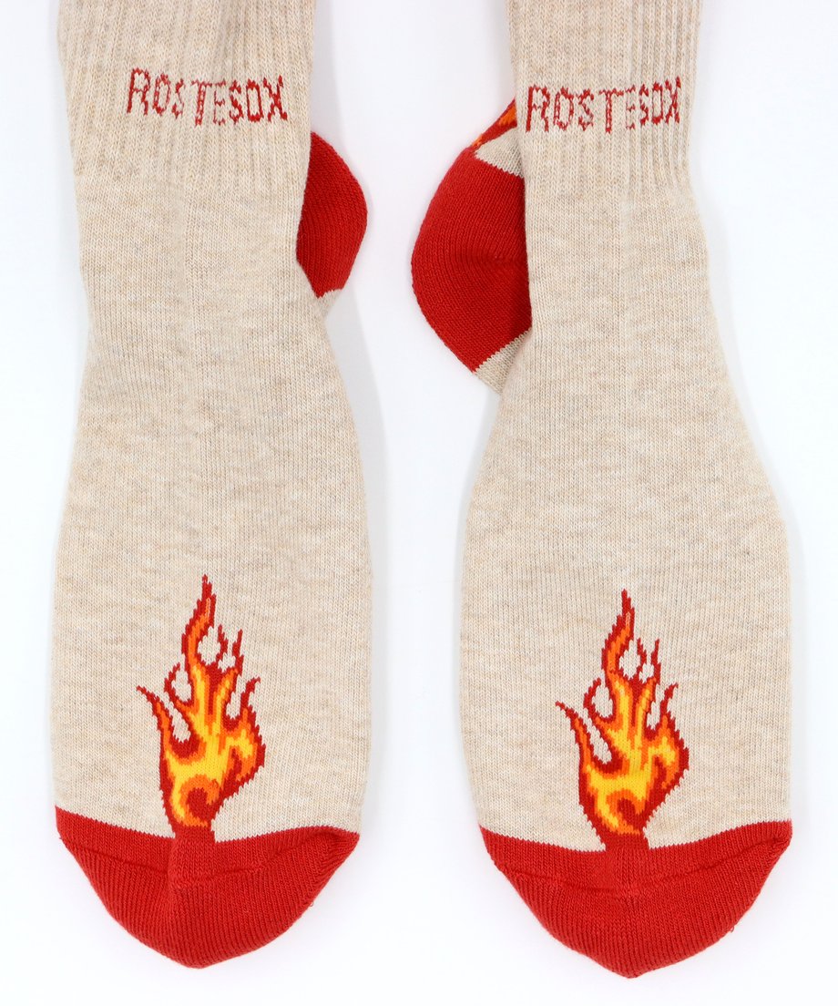 Fire Sock - Beige & Red