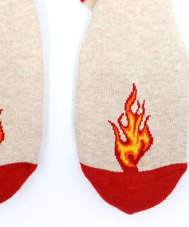 Fire Sock - Beige & Red