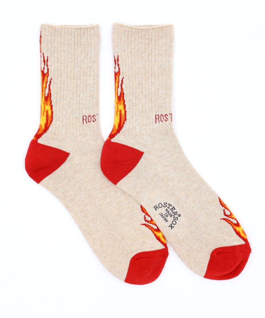 Fire Sock - Beige & Red