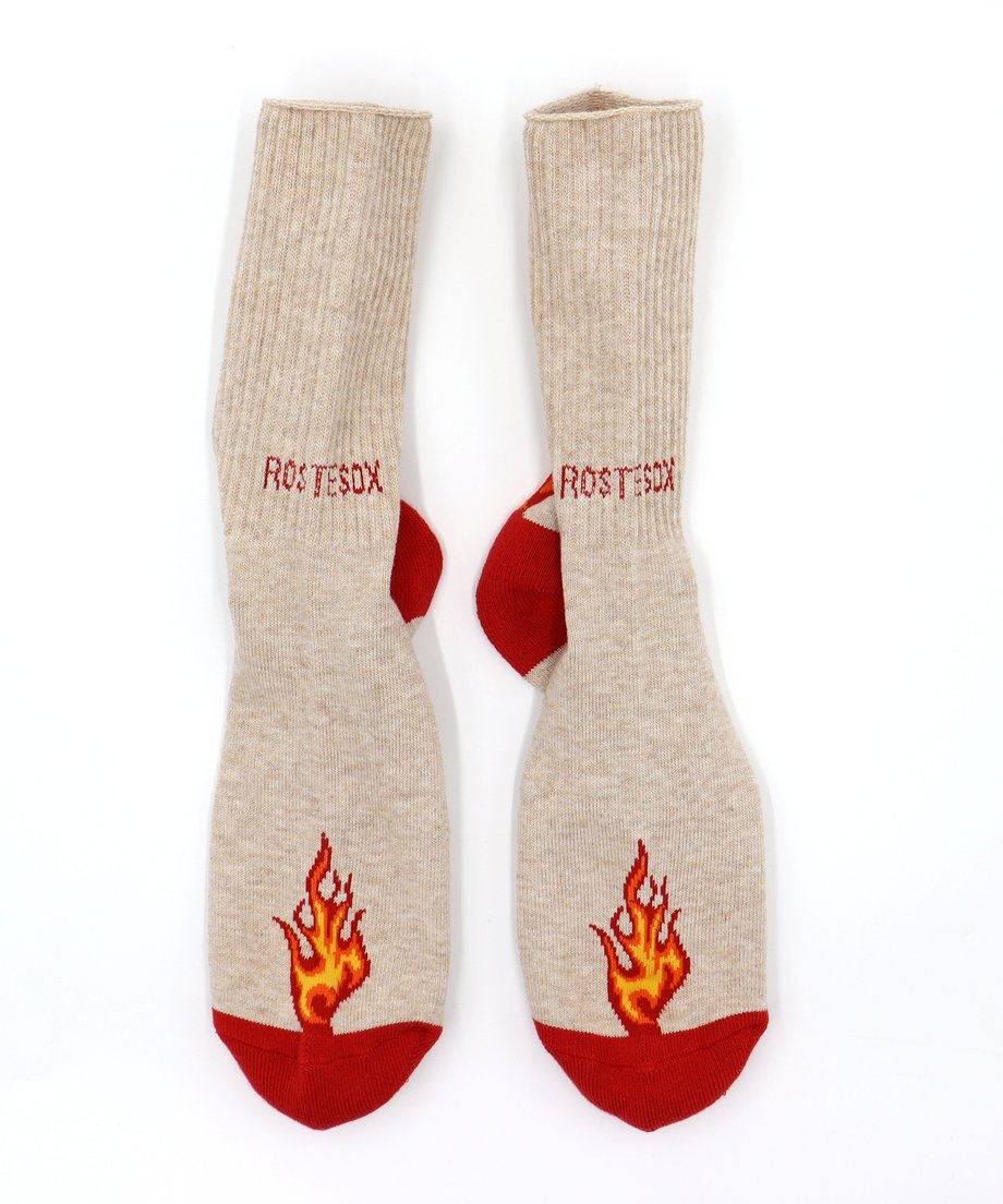 Fire Sock - Beige & Red