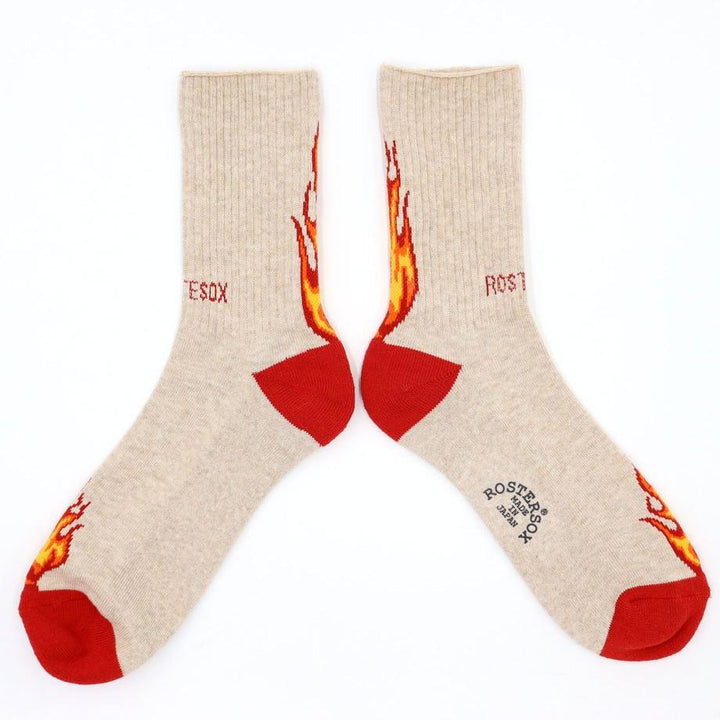 Fire Sock - Beige & Red