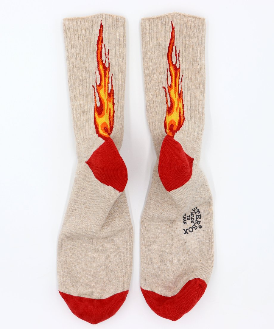 Fire Sock - Beige & Red