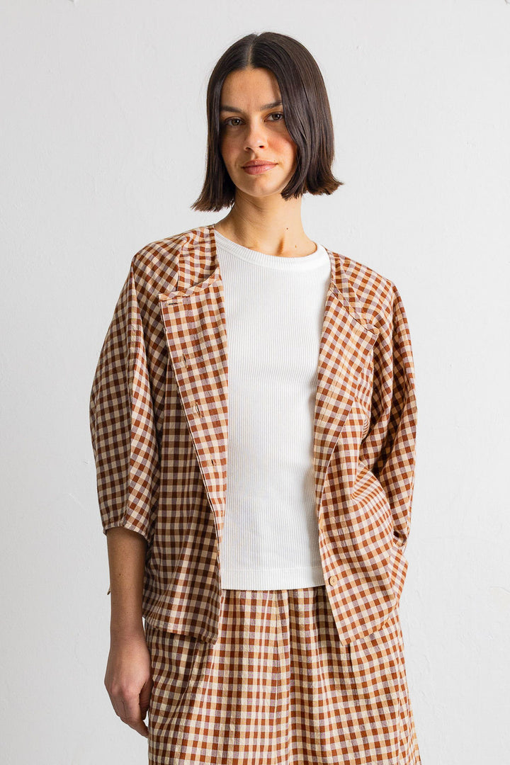 Cocoon Shirt - Clay Gingham