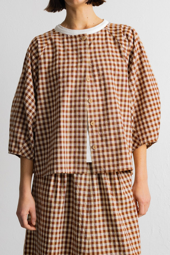 Cocoon Shirt - Clay Gingham