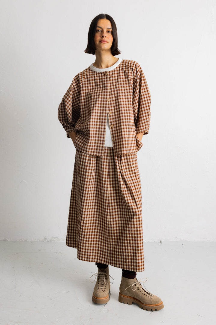 Cocoon Shirt - Clay Gingham