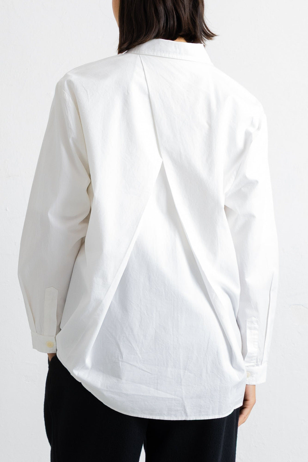 Cross Pleat Shirt - White Poplin