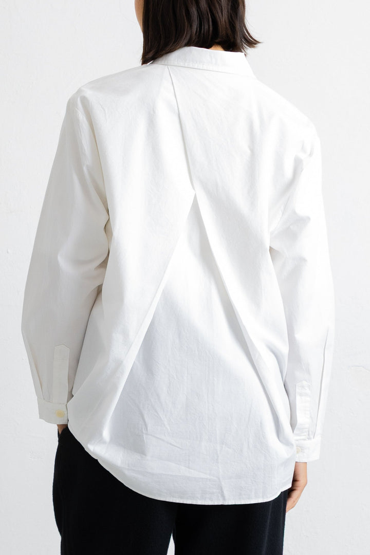 Cross Pleat Shirt - White Poplin