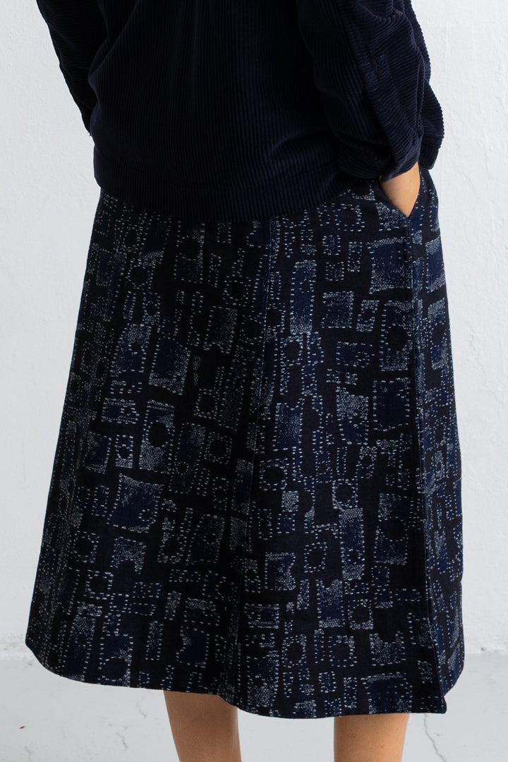 Full Seam Skirt - Deep Indigo Jaquard