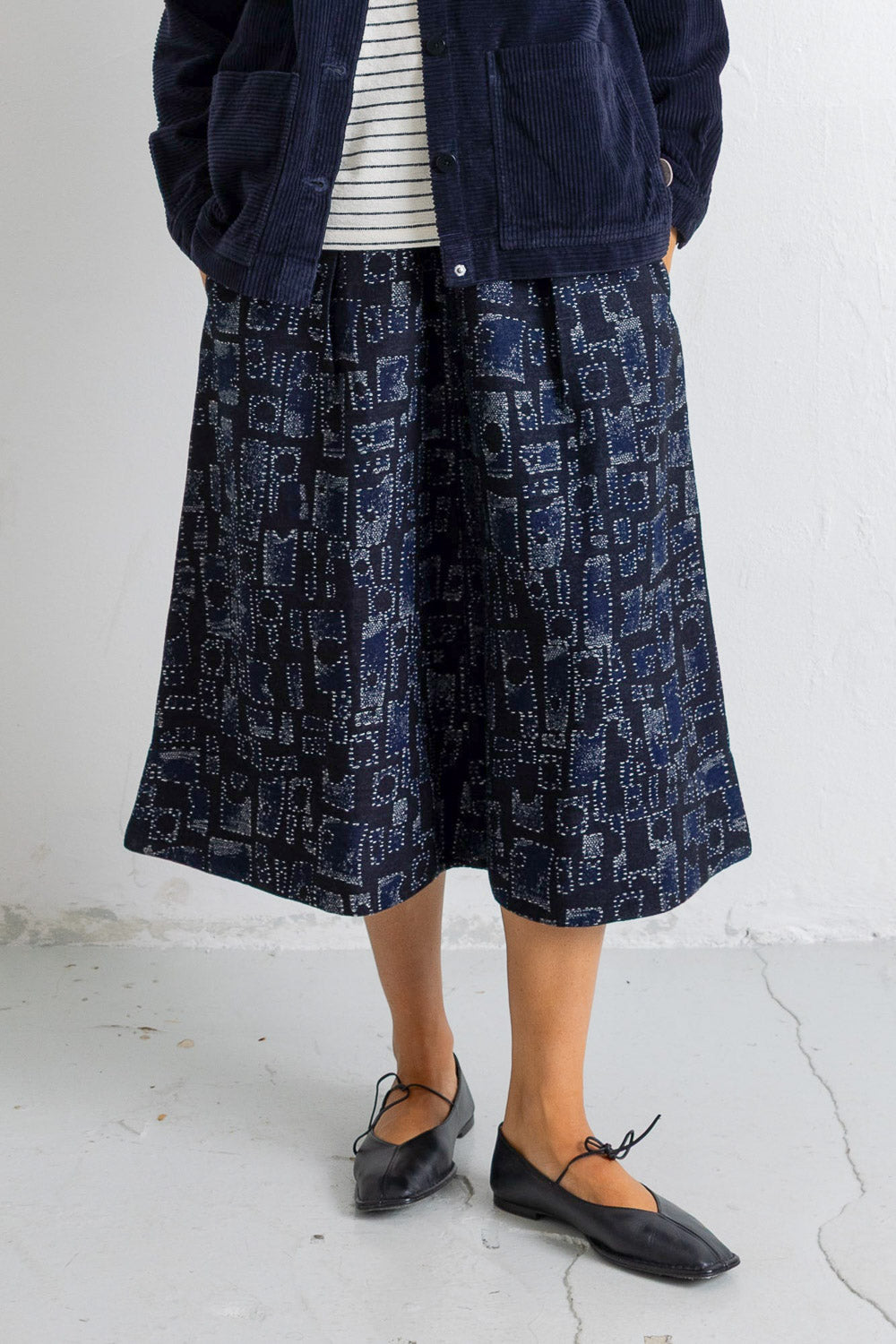 Full Seam Skirt - Deep Indigo Jaquard