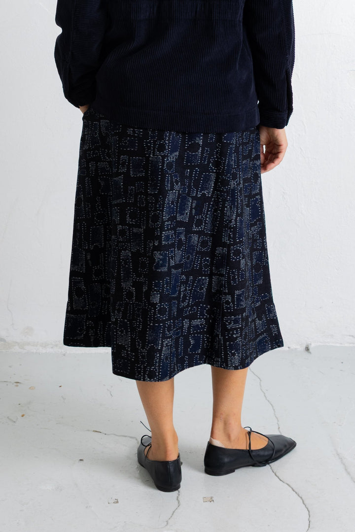 Full Seam Skirt - Deep Indigo Jaquard
