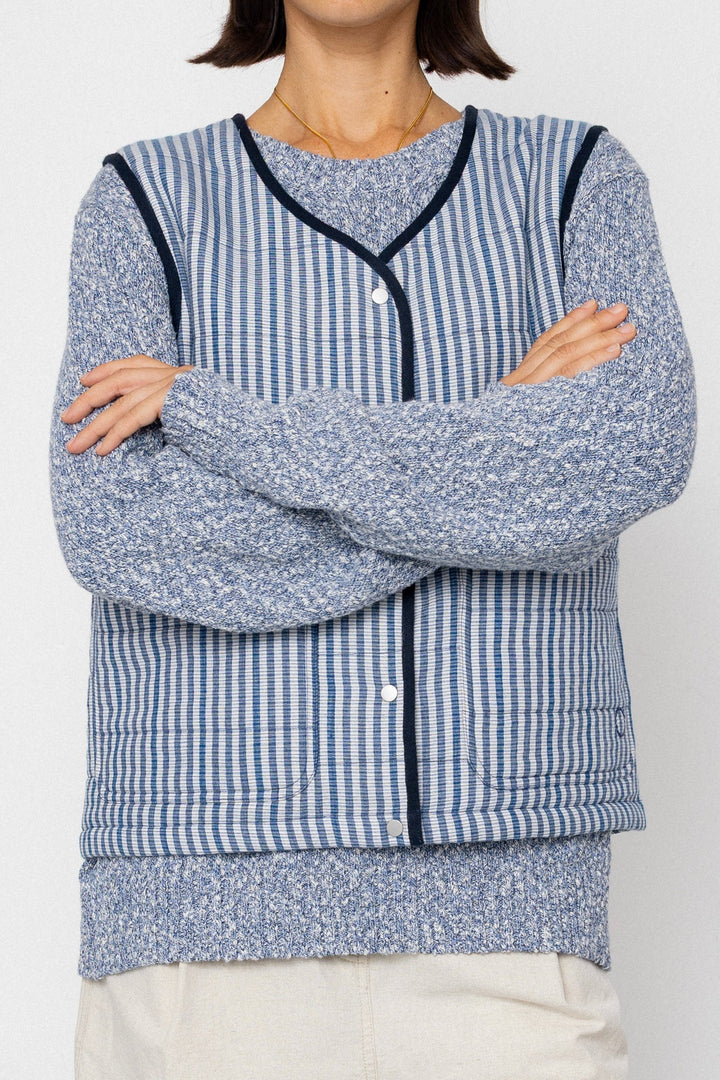 Gilet - Indigo Crinkle Mini Check - Frontiers Woman