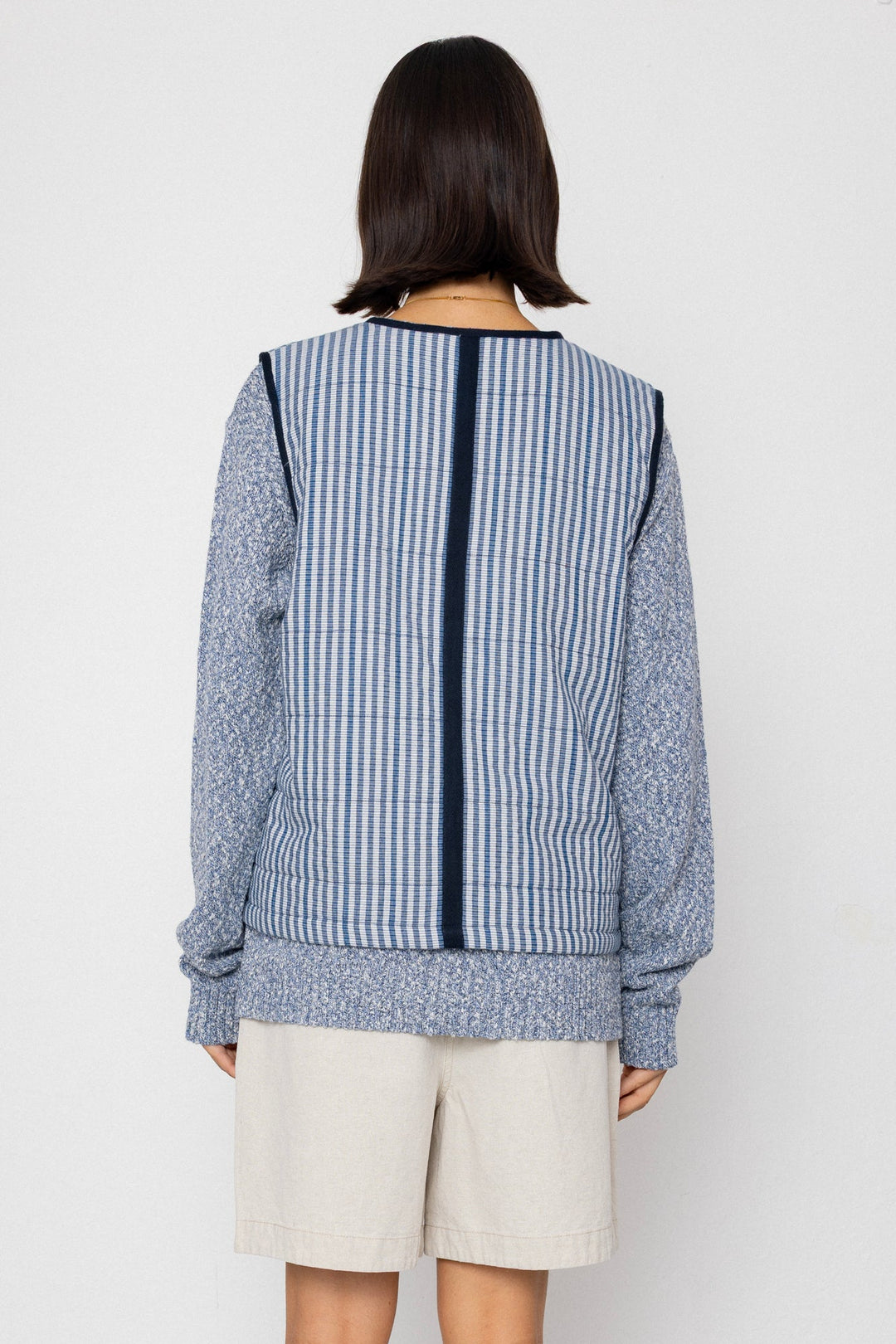 Gilet - Indigo Crinkle Mini Check - Frontiers Woman