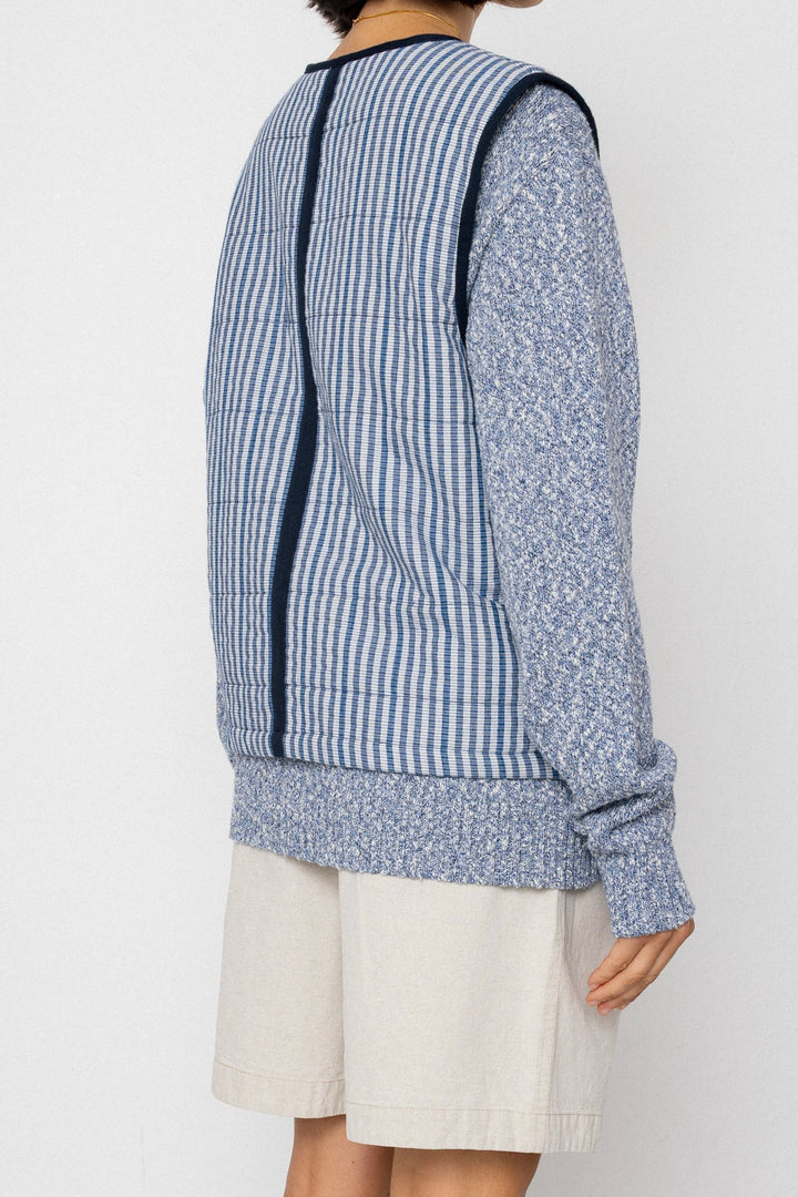 Gilet - Indigo Crinkle Mini Check - Frontiers Woman