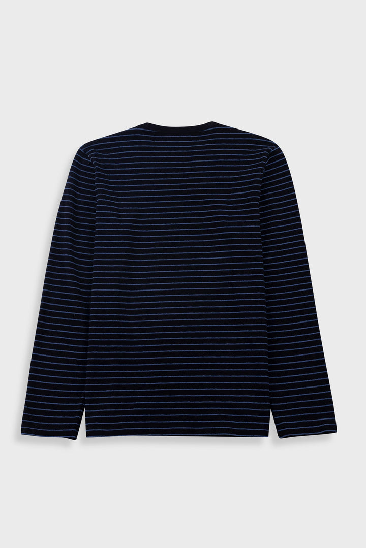 LS Textured T-Shirt - Black/Soft Blue