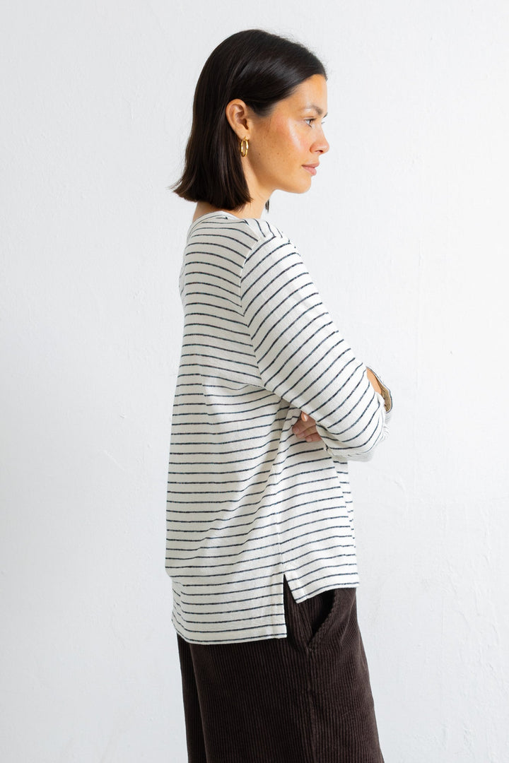 LS Textured T-Shirt - Ecru/Black